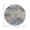 HomeRoots 8' Denim Blue Beige And Charcoal Round Abstract Washable Indoor Outdoor Area Rug - 3 of 4