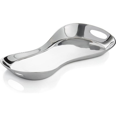 Nambe Morphik Handled Metal Alloy Tray, Large Serving Platter Can Be Heated or Chilled