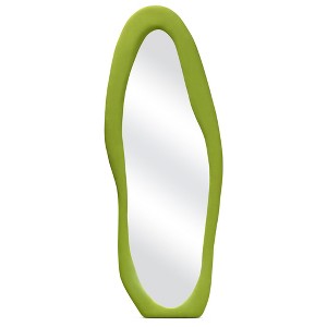 Beautyolove 24 in. W x 63 in. H Irregular Green Flannel Wrapped Wood Framed Full Length Floor Mirror Wavy Full Body Mirror - 1 of 4