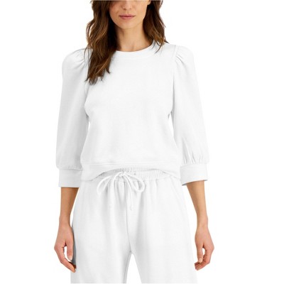 I.N.C International Concepts Womens Solid Sweatshirt, White, Small