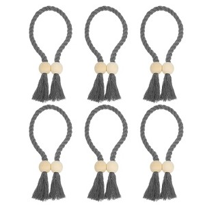 Unique Bargains Hand Woven Wooden Ball Decorative Magnetic Curtain Tiebacks - 1 of 4