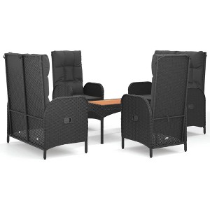 vidaXL Garden Dining Set Black Poly Rattan Large Adjustable Armrests - 1 of 4