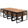 18-Piece Acacia Wood Patio Dining Set,Space-Saving Outdoor Furniture Includes 2 Tables,8 Chairs And 8 Ottomans-Maison Boucle - 4 of 4