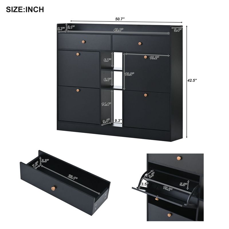 Modern Multifunctional Shoe Cabinet With 4 Turnover Drawers - ModernLuxe, 3 of 12