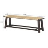 59" Farmhouse Solid Wood Rattan Bench, Dining Benche, Entryway Bench, Rustic Seating for Living Room, Bedroom-Maison Boucle - 3 of 4