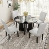 5-Piece Dining Set with Round Table and 4 Upholstered Chairs - 3 of 4