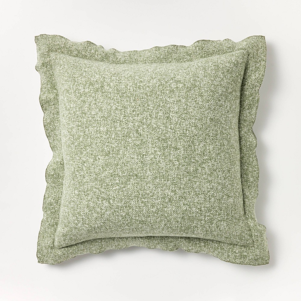 Photos - Pillow Oversized Heather Square Throw  Sage/Cream - Threshold™ designed wit