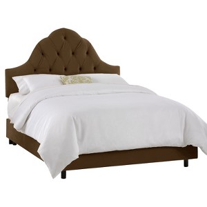 Toulouse Velvet Bed - Chocolate - Queen - Skyline Furniture , Brown