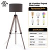HBEZON 58'' Tripod Floor Lamp, Height Adjustable Rubber Wood Standing Lamp with Foot Switch for Living Room, Bedroom, Office - 4 of 4