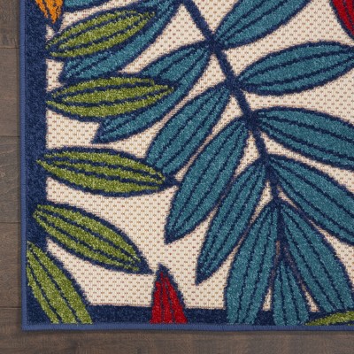 Aloha Multicolor Floral Leaf 2'3" x 10' Synthetic Outdoor Runner