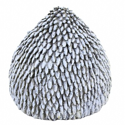 Gray Resin Hedgehog Garden Statue with White Flowers