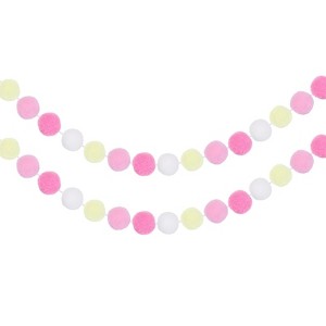 Unique Bargains Party Decorative Polyester Yarn Pom Pom Ball Garlands 6.5 Feet 2 Pcs - 1 of 4