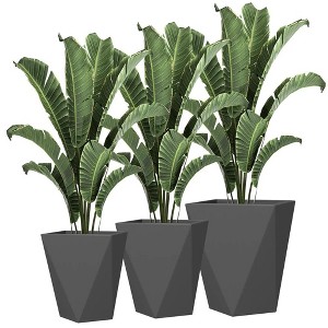 Resenkos Plant Pots, Flower Pots, Garden Planters,Indoor Outdoor Planters Set of 3 MgO Tall Planters Stackable Flower Pots with Drainage Holes, Black - 1 of 4