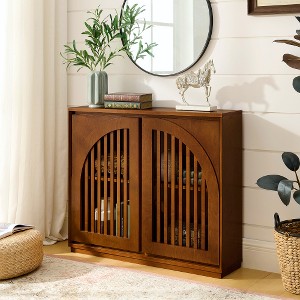 Lyngins Elegant Curved Openwork Sideboard Cabinet, 2 Outlet Holes, Modern Fluted Buffet Cabinet, Storage Cabinet/Narrow Side Cabinet for Living Room - 1 of 4