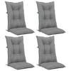 vidaXL Highback Garden Chair Cushions - Durable 100% Polyester Fabric - Gray - Outdoor Seating Comfort with PP Hollow Fiber Fill - Set of 4 - 3 of 4