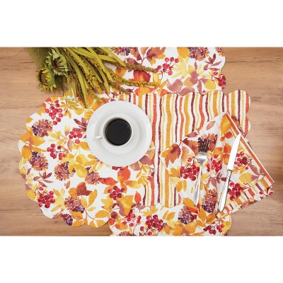 Autumn Leaves Quilted Cotton Table Runner in Warm Fall Colors