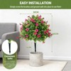 2-Pack Artificial Flowers Boxwood Topiary Ball Tree Faux Bush Outdoor Plants w/Ground Spike, UV Resistant Fake Shrubs for Garden, Rose Red - 2 of 4