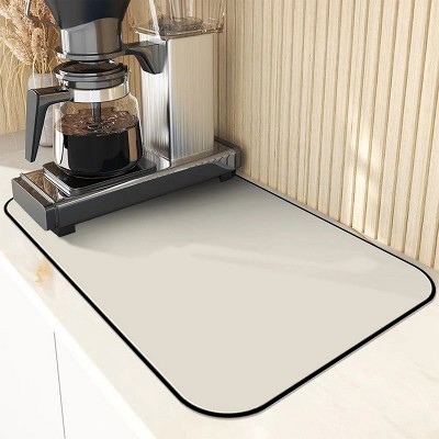LunaLulinlk Coffee Machine Dish Drying Mats, Quick Drying Dishes, Absorbent Drying Mat for Coffee Machine, Kitchen, Sink, Beige, 16X20inch