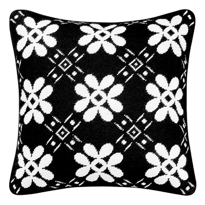 C&F Home 18" x 18" Black Tile Needlepoint Pillow