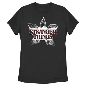 Womens Stranger Things Demogorgon Head Classic Logo T Shirt - 1 of 4