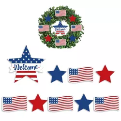 Big Dot of Happiness Stars & Stripes -  Patriotic Party Front Door Decorations - DIY Accessories for Wreath - 9 Pieces