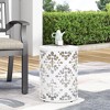 Side Table, Cylindrical End Table, Powder-coated Iron Side Tables, Floral Pattern Bedside Table For Living Room - 2 of 4