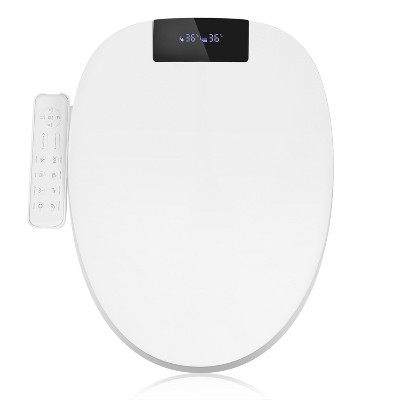 ELECWISH Smart Bidet Toilet Seat with Panel Control, Electric Heated Toilet Seats with Adjustable Warm Water, Air Dryer, Night Lighting, LED Display