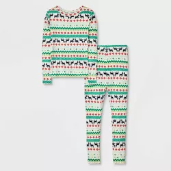 Girls' Christmas Deer Fair Isle Pajama Set - Cat & Jack™ Cream