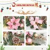 GAOMON 6ft Pink Christmas Garland with 20 LED Lights, Prelit Xmas Garland for Mantle with Timer Poinsettia Flowers - 3 of 4