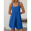 Women's Summer Casual Rompers Square Neck Sleeveless Short Overalls Bib Loose Jumpsuit with Pockets - 2 of 4