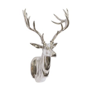 Aluminum Deer Head Wall Decor Silver - Olivia & May: Bohemian Style, Vertical Mount, Indoor Use - 1 of 4