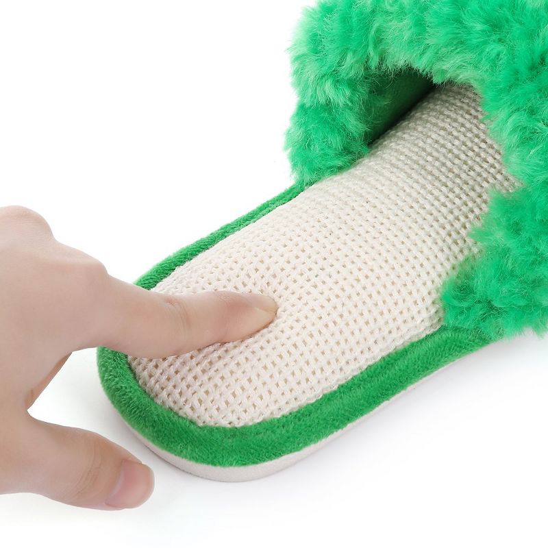 Women's Slip On Fuzzy House Slippers Open Toe Fluffy Plush Memory Foam Indoor Bedroom Slides, 5 of 8