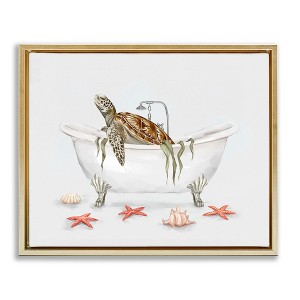 Stupell Industries Nautical Turtle Bathtub Bathing, 21" x 17" - 1 of 4