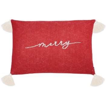 The Merriest Pillow - Red/White - 18"x18" - Safavieh.