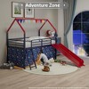 Okak Twin Size Metal House Loft Bed with Slide & Curtain Set & Star Stickers,Contemporary Bed Frame for Bedroom,Kids Room - 3 of 4