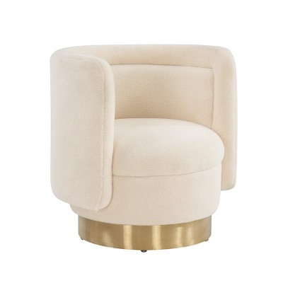 Ivory Gold 32" Swivel Accent Chair with Wood Base
