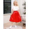 Kids Solid Pleated Skirt Below the Knee Girls Satin Skirts - 2 of 4