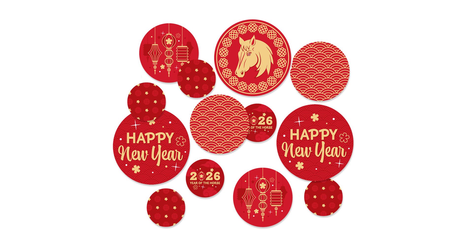 Big Dot of Happiness Lunar New Year - 2026 Year of the Horse Giant Circle Confetti - Party Decorations - Large Confetti 27 Count