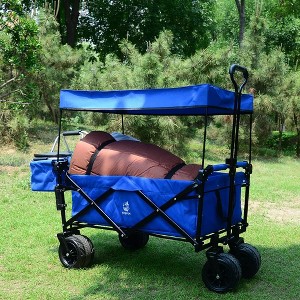 Gulches Collapsible Wagon Cart - All-Terrain, Foldable with Removable Canopy, 140L Capacity, Adjustable Handle, Durable Steel Frame - 1 of 4