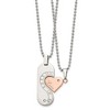 Black Bow Jewelry Stainless Steel & Rose Gold Tone Plated CZ Pendant Set Necklace, 22 In - 2 of 4