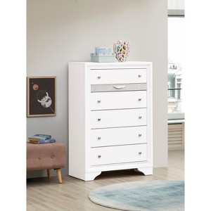 ORRD 6-Drawer Chest, White Laminate Dresser with Felt Lined Drawers & Silver Trim, 34" Wide Storage Cabinet for Bedroom, Hallway, Office - 1 of 4