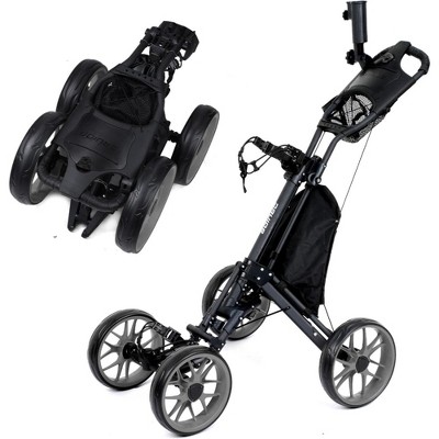 Probe Hues Folding 4-Wheel Golf Push Cart with Cooler, Umbrella