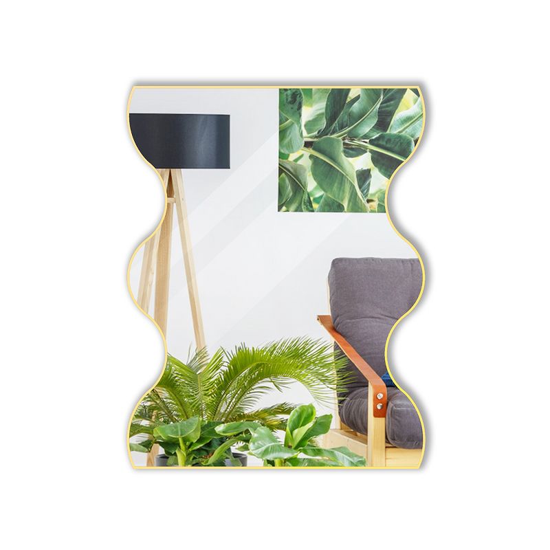 Kayla Rectangular Mirror with 2 Wavy Metal Framed Mirror,30x35 Inch Hangs Horizontally or Vertically Decorative Wall Mirrors-The Pop Home, 3 of 10