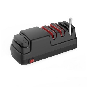 Aoibox 4-Stage Electric Knife & Scissor Sharpener with Diamond Abrasive for Chef Knives, Detachable Ceramic Hone Rod for Serrated Knives - 1 of 4