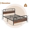 Infans Queen Size Metal Platform Bed Frame Industrial Headboard Mattress Foundation - 2 of 4