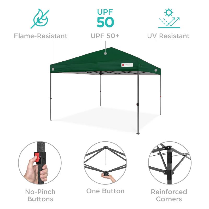 Best Choice Products 8x8ft Easy Setup Pop Up Canopy w/ 1-Button Setup, Wheeled Case, 4 Weight Bags, 4 of 9