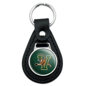 University of Vermont Catamount Logo Black Leather Keychain - 1 of 4