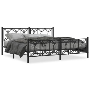 vidaXL King Metal Bed Frame – Black Steel, Headboard & Footboard, 81.5"x78"x35.4" - 1 of 4