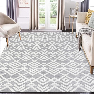 Geometric Area Rugs,Modern Washable Rugs for Living Room,Ultra-Thin Low Pile Large Carpet for Bedroom,Stain Resistant Non Slip