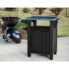 Keter Unity Portable 40 Gal Outdoor Table and Storage Cabinet w/ Accessory Hooks, Stainless Steel Top for Patio Kitchen Island or Bar Cart - image 2 of 4